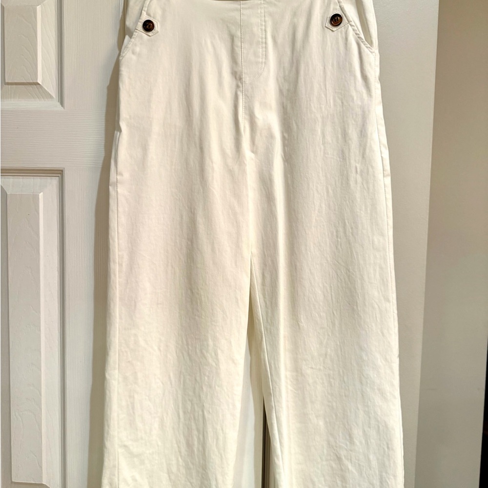 White Wide-Leg Cropped Pants